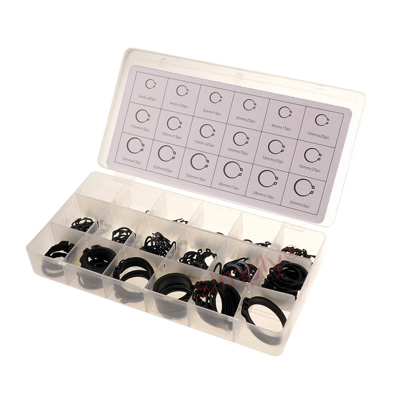300 Piece 3-32mm External Circlip Assorted Box