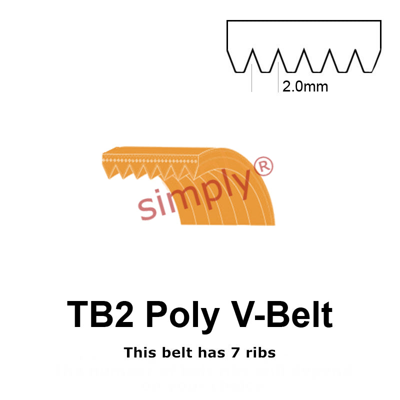 TB2-360 Megadyne Megarib Polyurethane Poly V-Belt 360mm/14.2 inch Length - 7 Ribs - Allow 2-3 Days