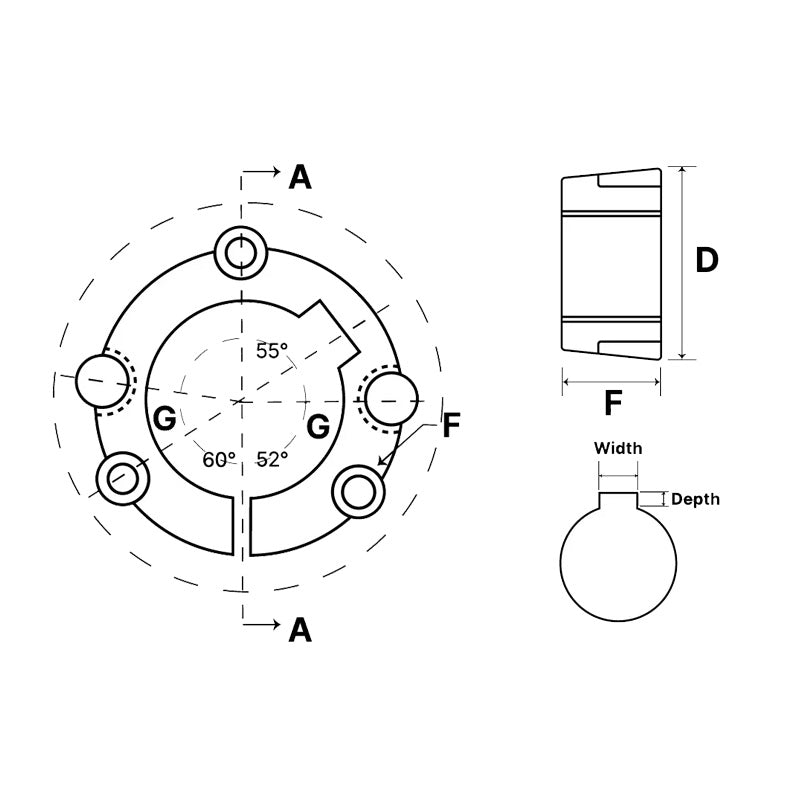 4040-95 Tapered Locking Bush with 95mm Bore