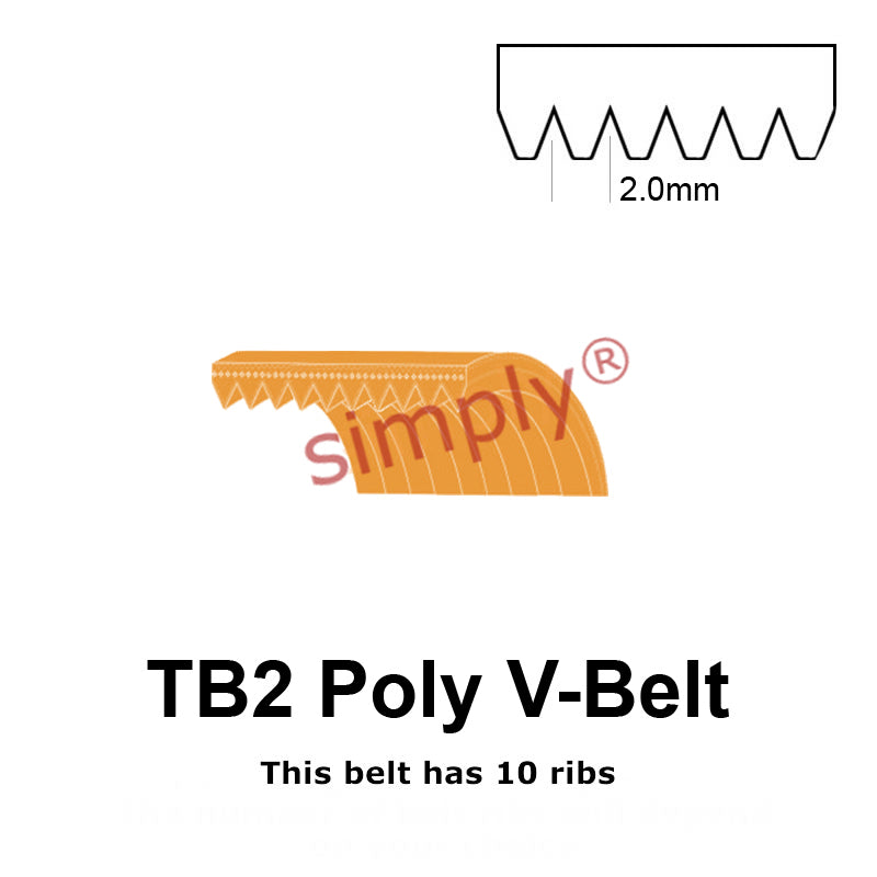 TB2-1186 Megadyne Megarib Polyurethane Poly V-Belt 1186mm/46.7 inch Length - 10 Ribs - Allow 2-3 Days