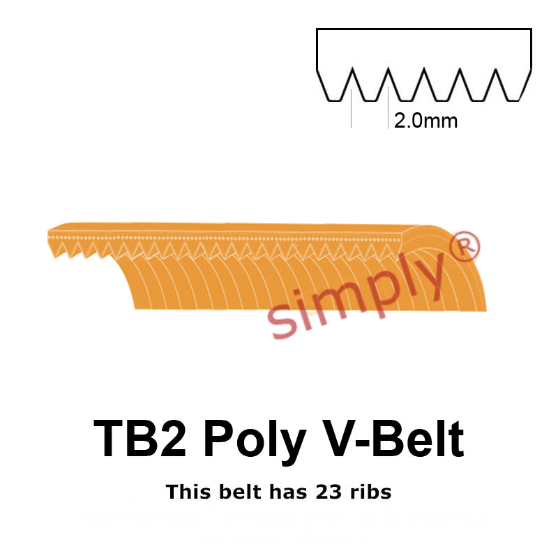 TB2-598 Megadyne Megarib Polyurethane Poly V-Belt 598mm/23.5 inch Length - 23 Ribs - Allow 2-3 Days