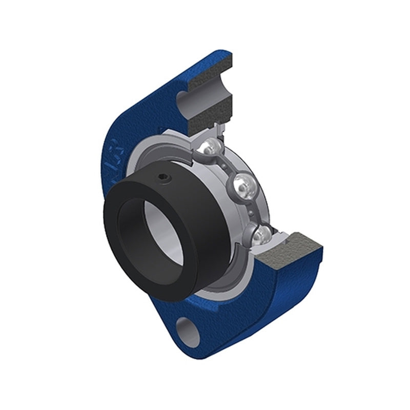 SNR ESFD202 Metric Two Bolt Cast Iron Oval Housing with 15mm Bore Eccentric Collar Insert - Allow 2-3 Days