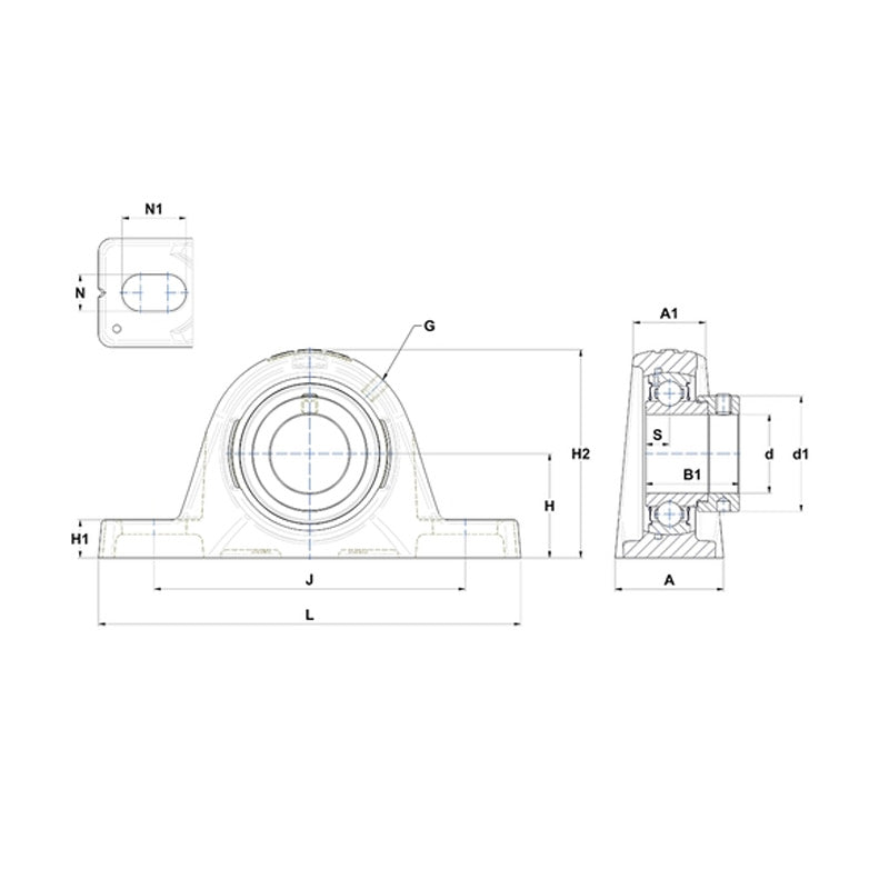 SNR ESPLE205 Metric Cast Iron Two Bolt Pillow / Plummer Block Housing with 25mm Eccentric Collar Insert - Allow 2-3 Days