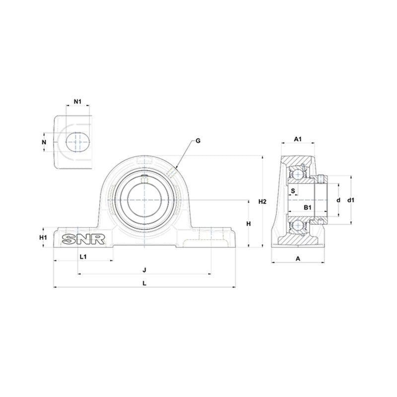 SNR ESP205N Metric Cast Iron Two Bolt Pillow / Plummer Block Housing with 25mm Eccentric Collar Insert - Allow 2-3 Days