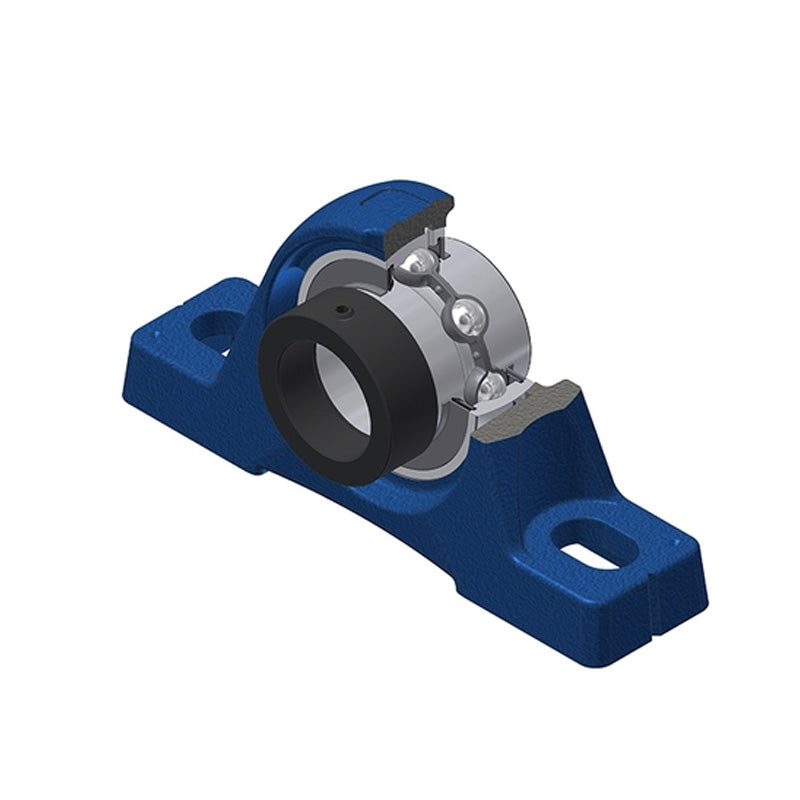 SNR EXPE209L3 Metric Cast Iron Two Bolt Pillow / Plummer Block Housing with 45mm Eccentric Collar Insert with Triple Lip Seal - Allow 2-3 Days