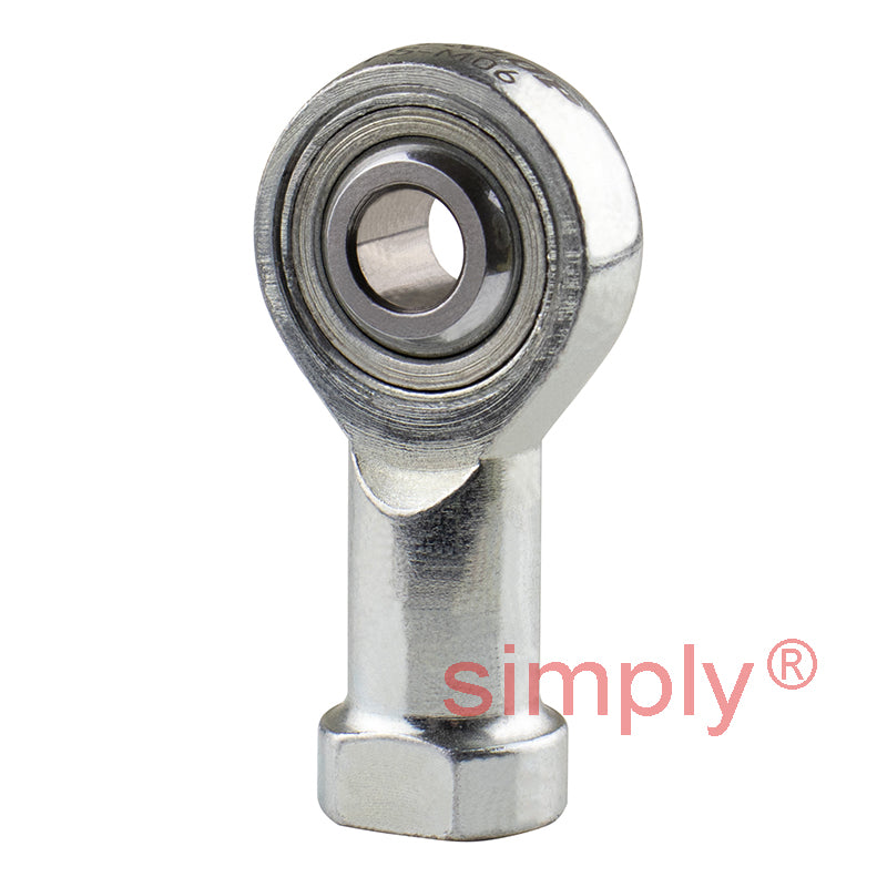 Branded FS-M06 Right Hand Metric Steel / PTFE Lined Maintenance Free Plain Female Rod End M6x1 Thread