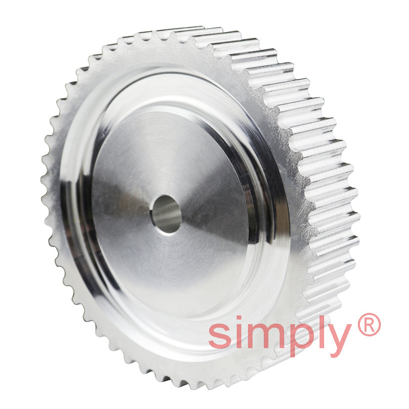 P48-5M-09 - 5mm Pitch 48 Tooth Flangeless HTD Type Aluminium Pilot Bore Timing Pulley for 9mm Wide Belts