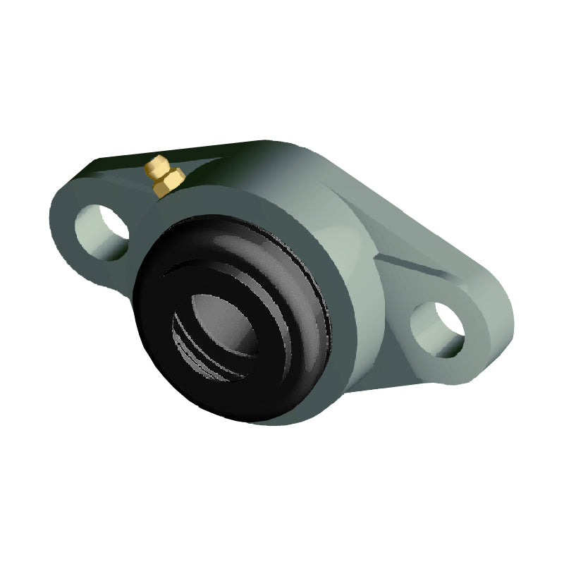 NTN S-UCFLX05-100D1 Imperial Two Bolt Oval Cast Iron Flange Housing with 1 inch Bore Insert with Steel Plate Cover - Open Version - Allow 2-3 Days