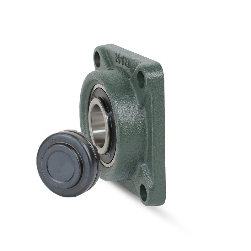 NTN M-SM-UCF202-009D1 Imperial Four Bolt Square Cast Iron Flange Housing with 9/16 inch Bore Insert with Steel Plate Cover - Closed Version - Allow 2-3 Days