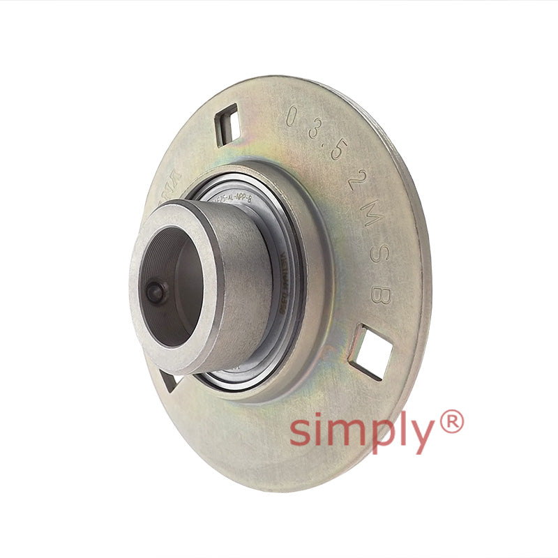 INA GRRY25VA Three Bolt Sheet Steel Round Housing with Grub Screw Insert and Anti-Corrosion Protection 25mm Bore