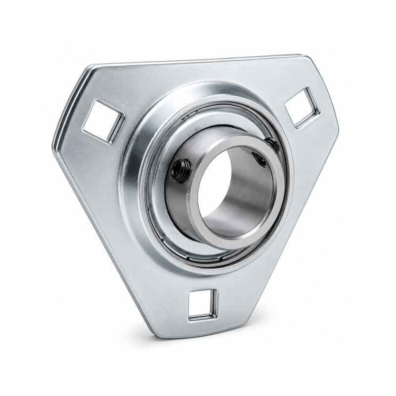 RHP SLFT7/8 Pressed Steel 3 Bolt Triangle Flange Housing and 7/8 inch Bore Insert