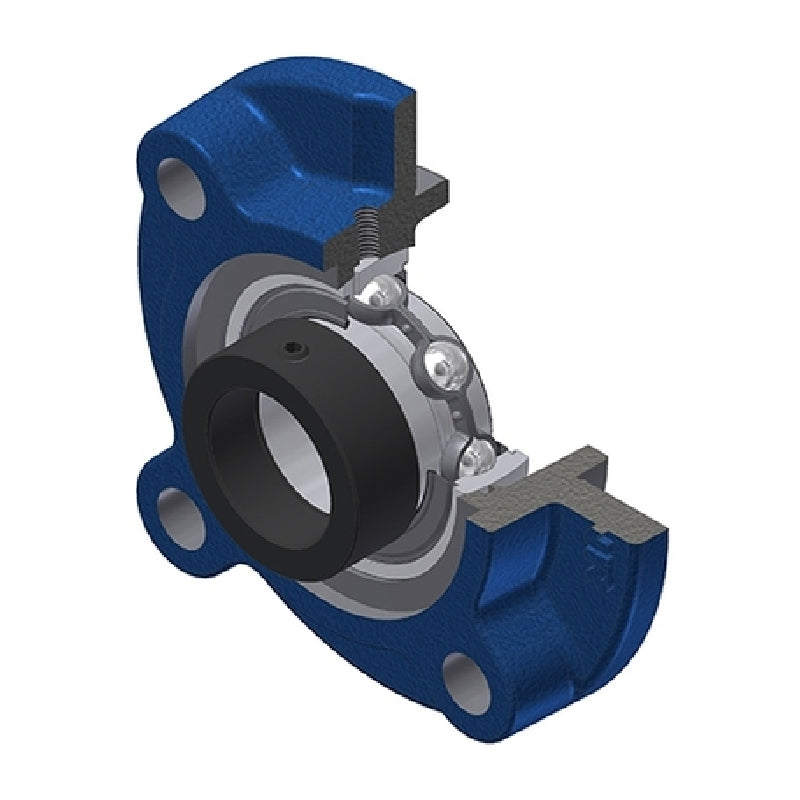 SNR ESFC203N Metric Four Bolt Cast Iron Round Flanged Housing with 17mm Eccentric Collar Insert - Allow 2-3 Days