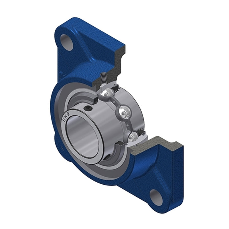 SNR UCF206NL3 Metric Four Bolt Square Cast Iron Flange Housing with 30mm Bore Insert with Triple Lip Seal - Allow 2-3 Days