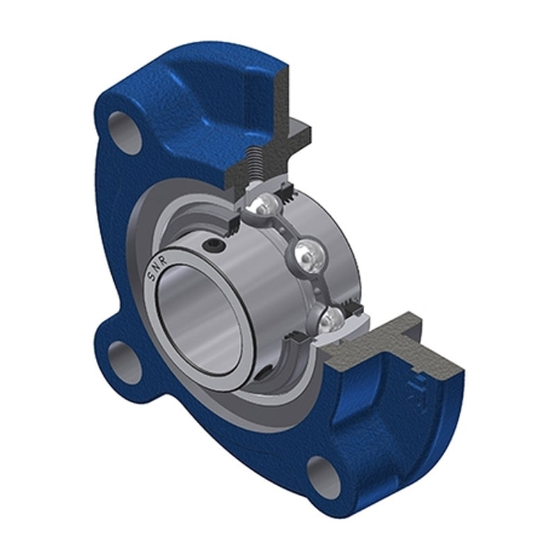 SNR UCFC206NL3 Metric Four Bolt Cast Iron Round Flanged Housing with 30mm Insert with Triple Lip Seal - Allow 2-3 Days