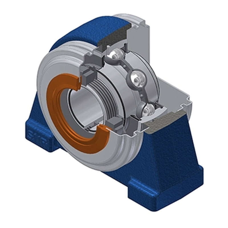 SNR UKPAE207HCC Threaded Base Small Footprint Metric Pillow / Plummer Block Housing with Narrow Steel Plate Cover - Closed Version - Insert and Adaptor Sleeve Fits 30mm Shaft - Allow 2-3 Days