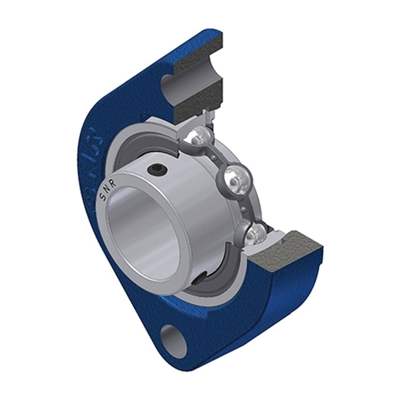 SNR USFD202 Metric Two Bolt Oval Cast Iron Flange Housing with 15mm Bore Insert - Allow 2-3 Days