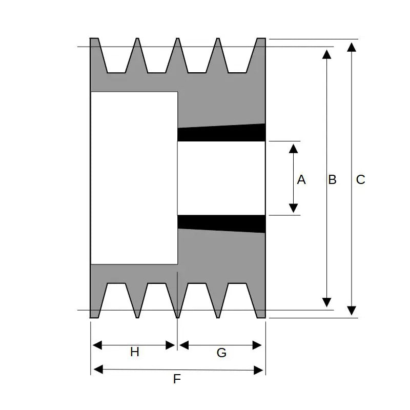 112X4SPA 112mm Pitch Diameter SPA Section Tapered Locking Bush Type Pulley with 4 Grooves (Bush not Incl.)