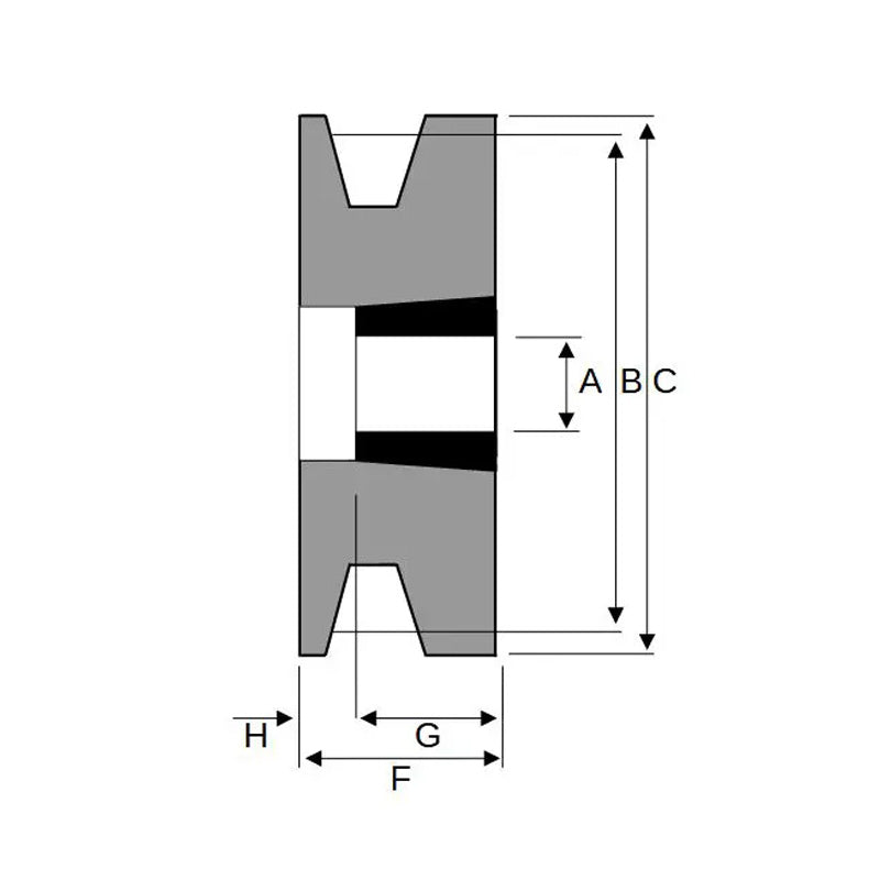 56X1SPZ 56mm Pitch Diameter SPZ Section Tapered Locking Bush Type Pulley with 1 Groove (Bush not Incl.)