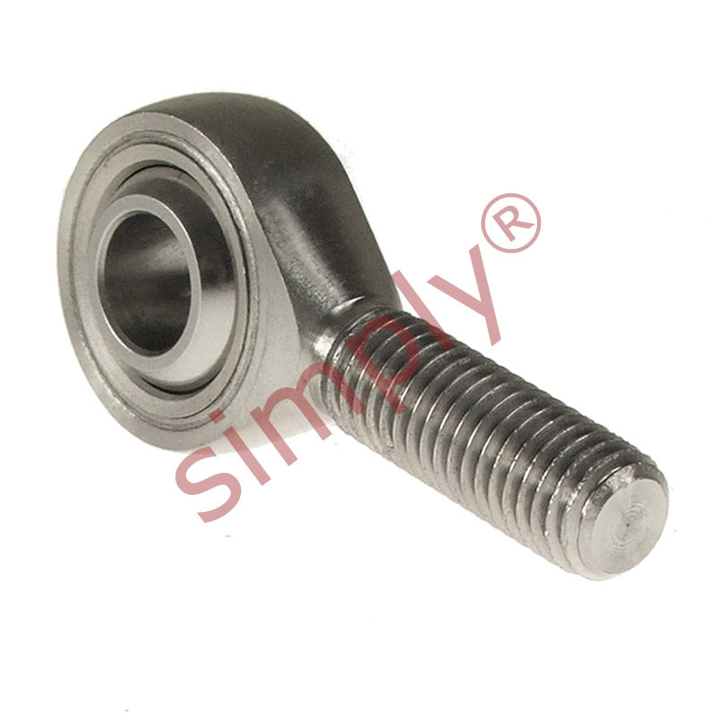 Budget SSPOS12L Left Hand Stainless Steel / PTFE Lined Plain Male Rod End 12mm Bore M12x1.75 Thread