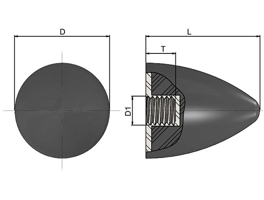 High-Performance Female Rubber Cone Bump Stop 25x30mm M6 Thread