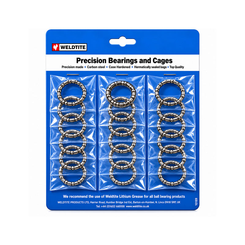 1/4 inch Rear Hub Case Hardened Ball Bearings in Cage Retainers (20 pairs)