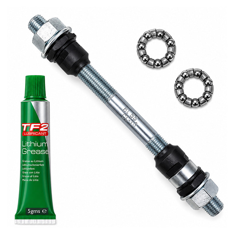 Cyclo 9x140mm Chrome Molybdenum Steel Cycle Axle and Lithium Grease and Hub Cages