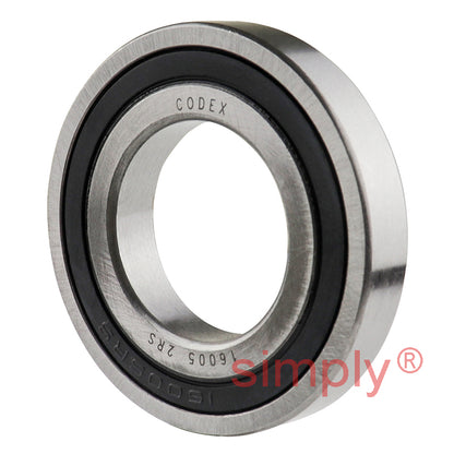 Codex 160052RS Rubber Sealed Deep Groove Ball Bearing 25x47x8mm