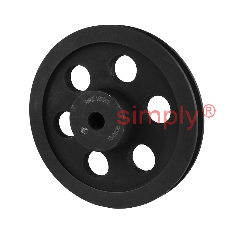 160X1SPZ 160mm Pitch Diameter SPB Section Pulley with 1 Groove Pilot Bore