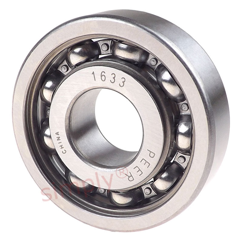 Major Brand 1633 Open Type Deep Groove Ball Bearing 0.625x1.75x0.5 inch