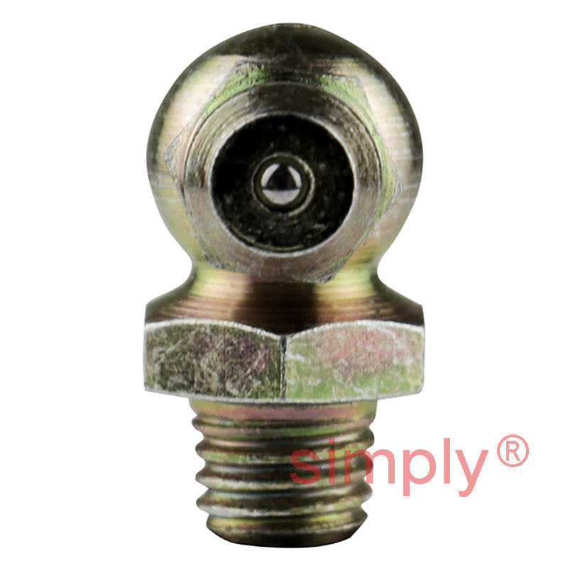 1/4x28 SAE-LT Hardened Mild Steel Zinc Plated 90 deg Hydraulic Grease Nipples 