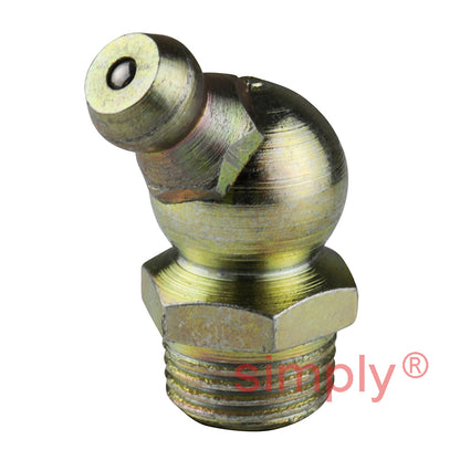 1/8x28 BSPT Hardened Mild Steel Zinc Plated 45 deg Hydraulic Grease Nipples 