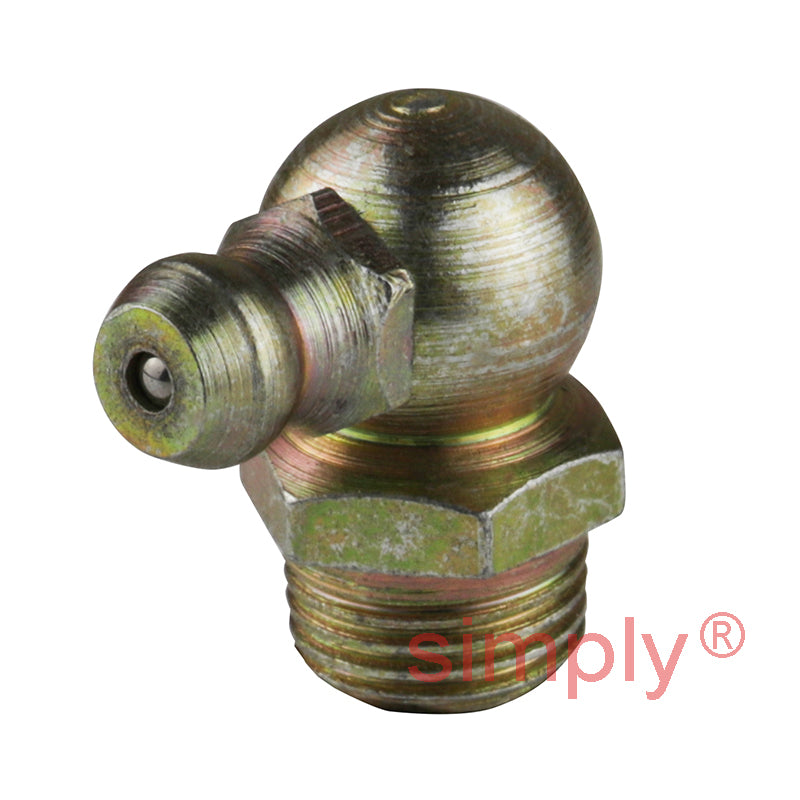 1/8x28 BSPT Hardened Mild Steel Zinc Plated 90 deg Hydraulic Grease Nipples 