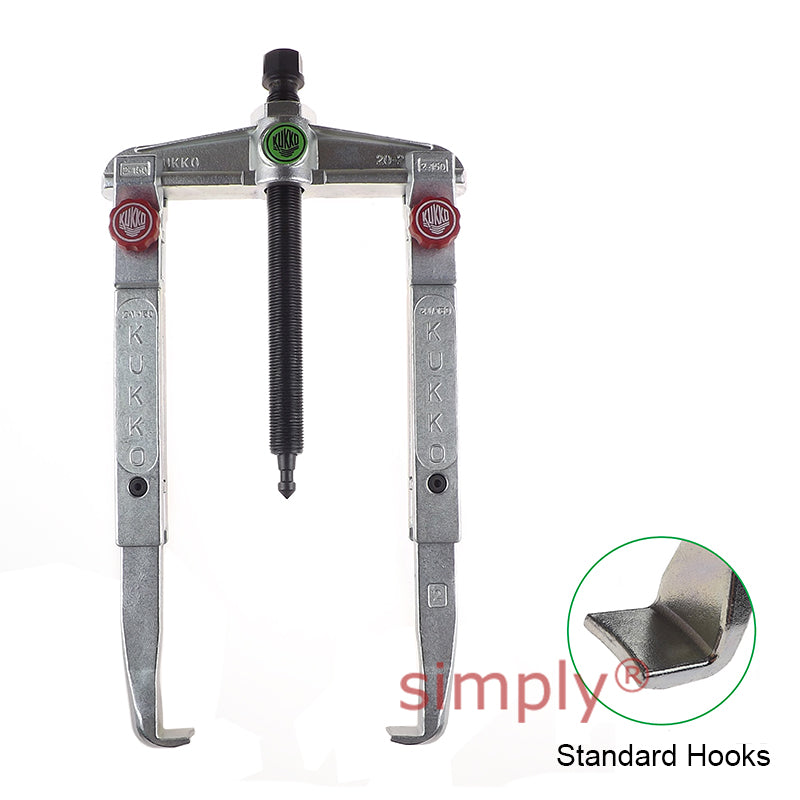 KUKKO Series 20-2+3 Universal 2-Jaw Puller with Sliding Parallel Quick Adjusting Jaws 160mm and V-P Extentions