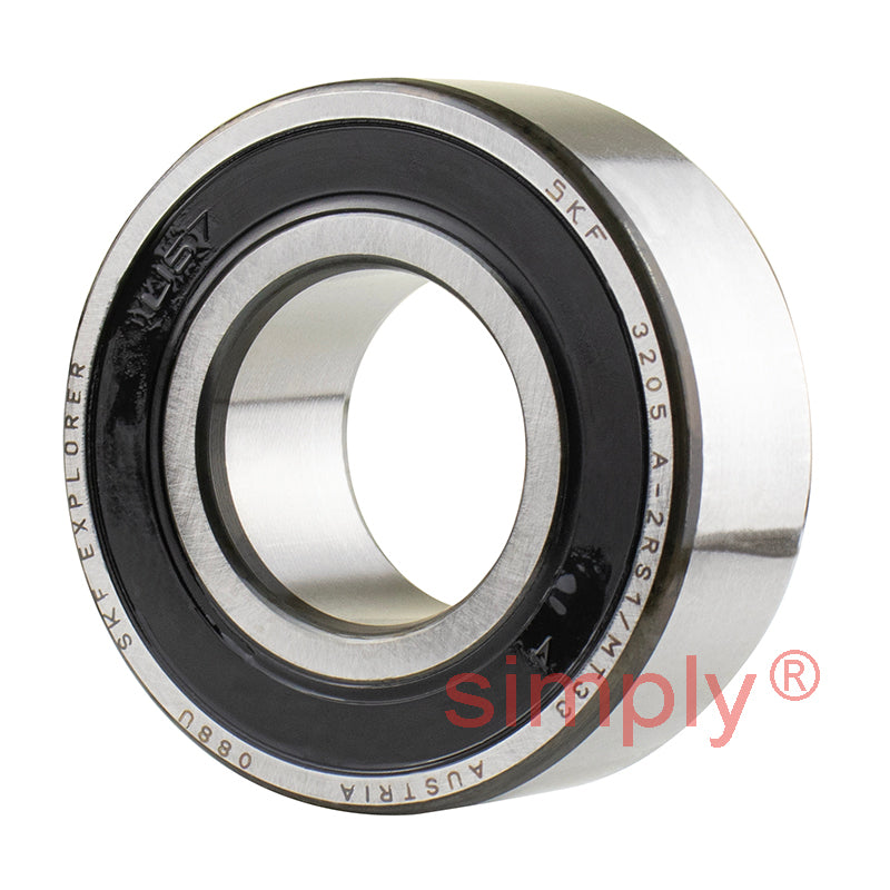 SKF 3205A2RS1MT33 Double Row Angular Contact Ball Bearing with 2 Rubber Seals 25x52x20.6mm