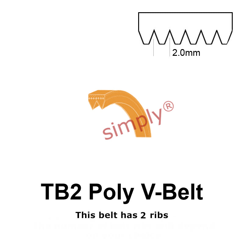 TB2-770 Megadyne Megarib Polyurethane Poly V-Belt 770mm/30.3 inch Length - 2 Ribs