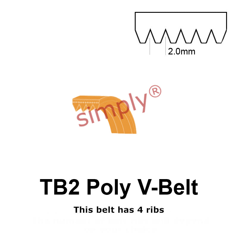 TB2-327 Megadyne Megarib Polyurethane Poly V-Belt 327mm/12.9 inch Length - 4 Ribs - Allow 2-3 Days