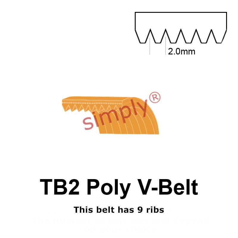 TB2-170 Megadyne Megarib Polyurethane Poly V-Belt 170mm/6.7 inch Length - 9 Ribs - Allow 2-3 Days
