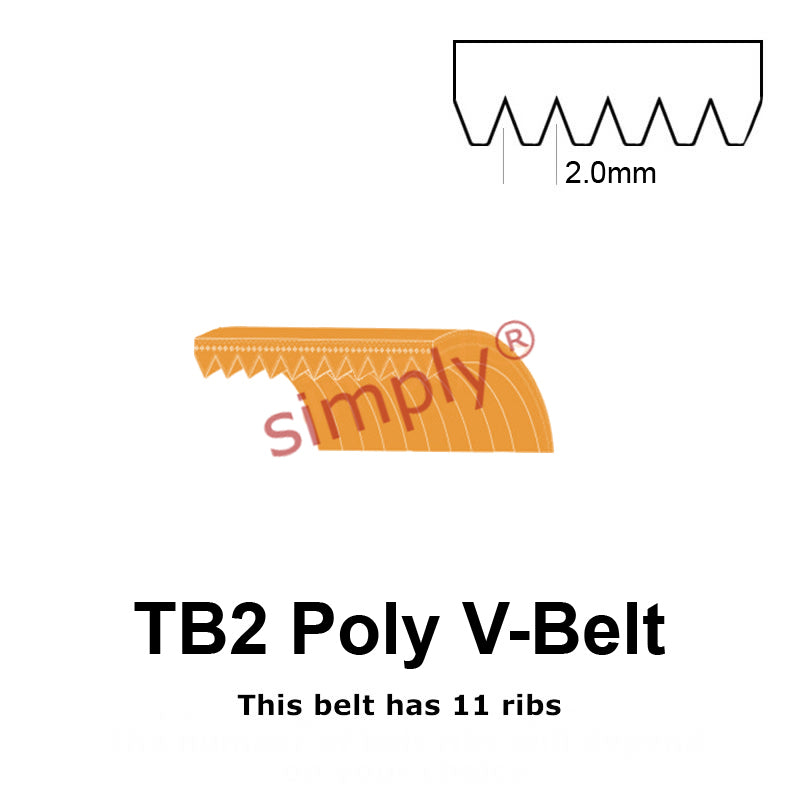 TB2-675 Megadyne Megarib Polyurethane Poly V-Belt 675mm/26.6 inch Length - 11 Ribs - Allow 2-3 Days