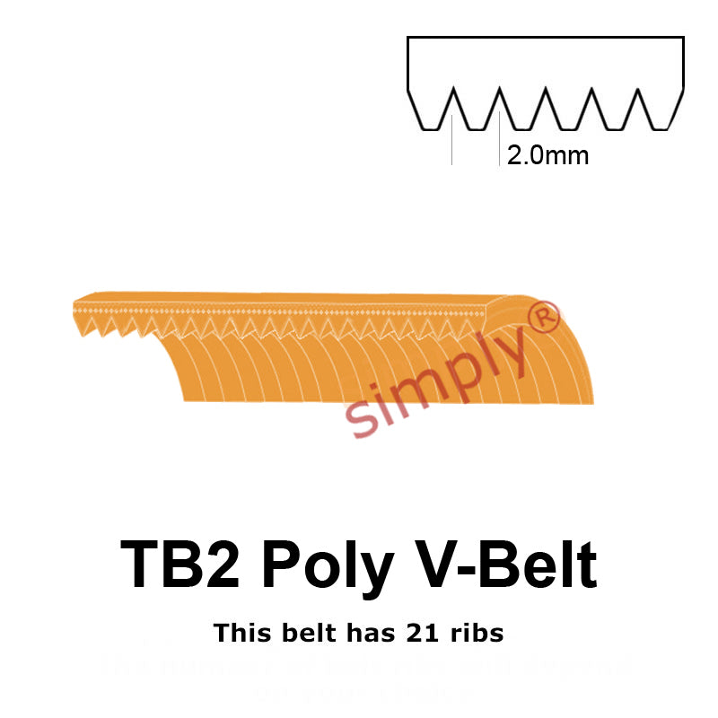 TB2-248 Megadyne Megarib Polyurethane Poly V-Belt 248mm/9.8 inch Length - 21 Ribs - Allow 2-3 Days