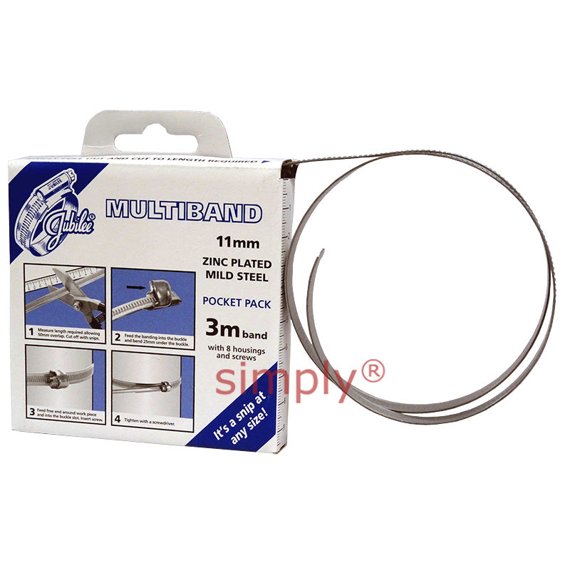 3m Roll - MB1707 Zinc Plated Steel Jubilee Multiband Banding Pocket Pack with 11mm Width