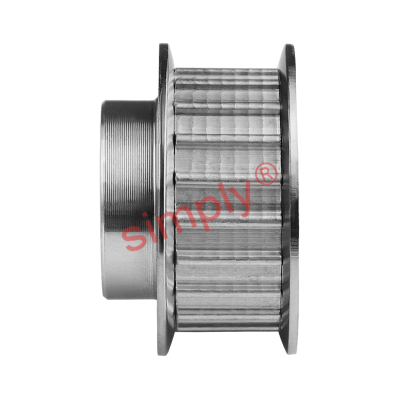 Drive-Flex Aluminium Pilot Bore AT5 Timing Pulley with Flanges 5mm Pitch 22 Tooth for 25mm Wide Belts - Overall Width 36mm