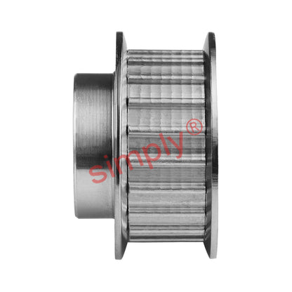 Aluminium Pilot Bore AT10 Timing Pulley with Flanges 10mm Pitch 16 Tooth for 25mm Wide Belts - Overall Width 40mm