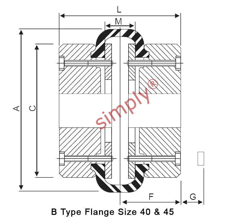 Major Brand F40B/F40B Pilot Bored Tyre Drive Coupling Assembly with Natural Rubber Tyre