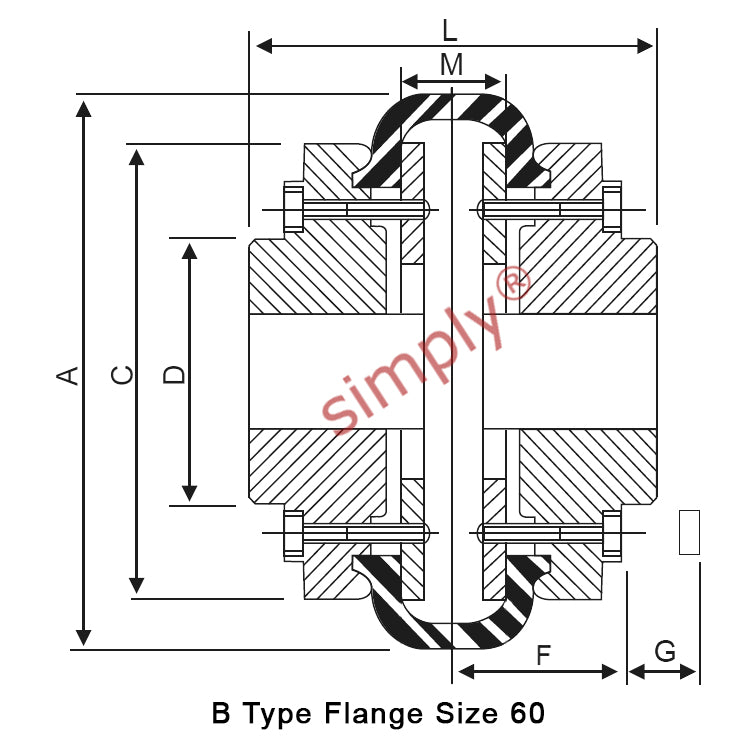 Major Brand F60B/F60B Pilot Bored Tyre Drive Coupling Assembly with Natural Rubber Tyre