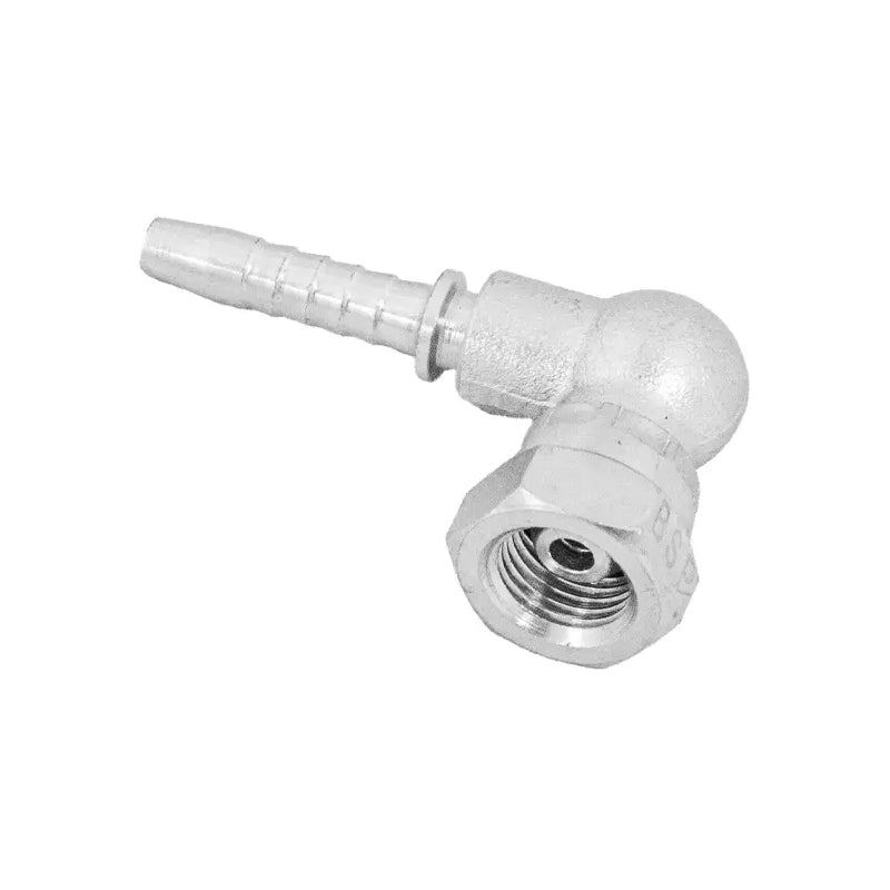 FLEXEQUIP/VOSS 3/8 inch BSP Female Two Piece Hose Fitting with 90 Degree Angle Elbowand 27mm Crimp Nut - Allow 2-3 Days