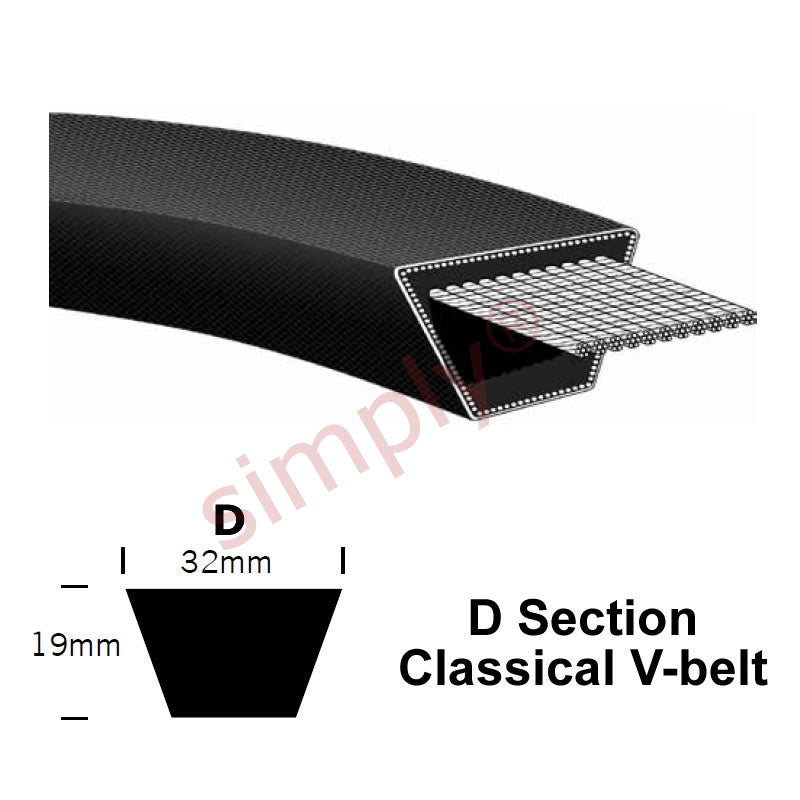 FD238 D Section Anti Static Fire Resistant Wrapped V-Belt 32x19mm