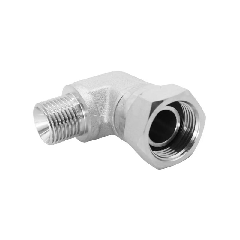FLEXEQUIP 3/8 inch BSP Male to 3/8 inch BSP Female Swivel Hydraulic Adaptor with 90 Degree Angle Compact Elbow - Allow 2-3 Days