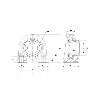 SNR ESPA210 Threaded Base Small Footprint Metric Pillow / Plummer Block Housing with Eccentric Collar Insert 50mm Bore - Allow 2-3 Days