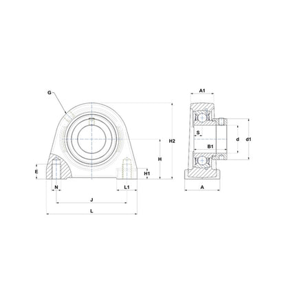 SNR ESPAE201 Threaded Base Small Footprint Metric Pillow / Plummer Block Housing with Eccentric Collar Insert 12mm Bore - Allow 2-3 Days
