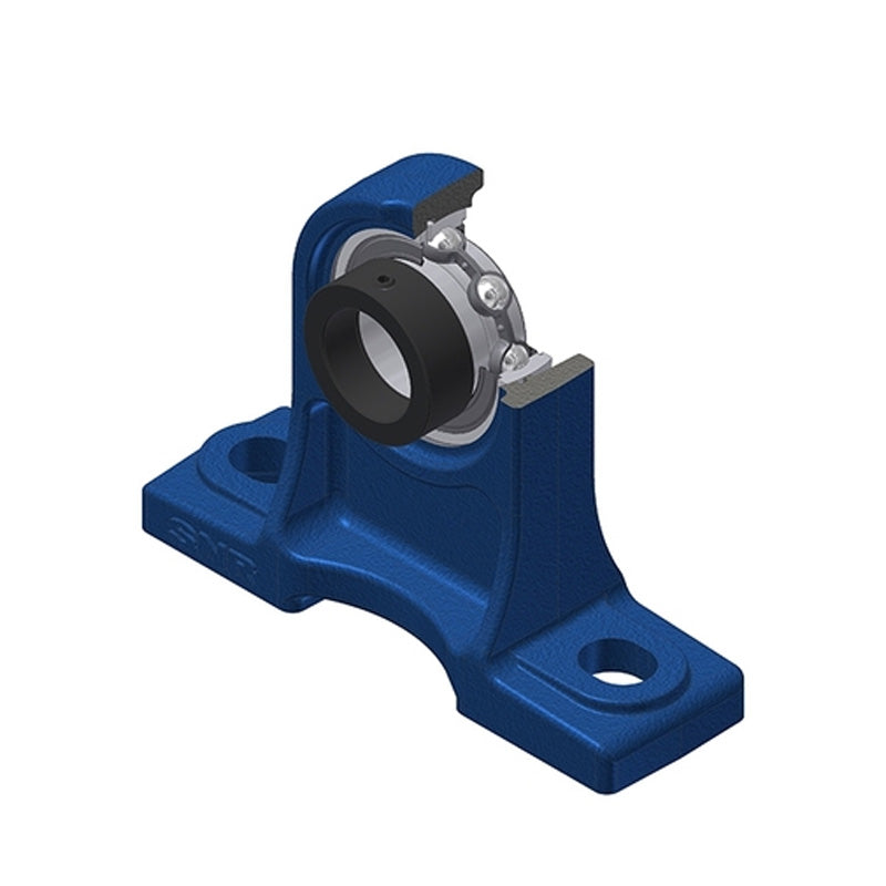 SNR ESPH208 Metric Cast Iron High Centre Height Two Bolt Pillow / Plummer Block Housing with 40mm Bore Eccentric Collar Insert - Allow 2-3 Days